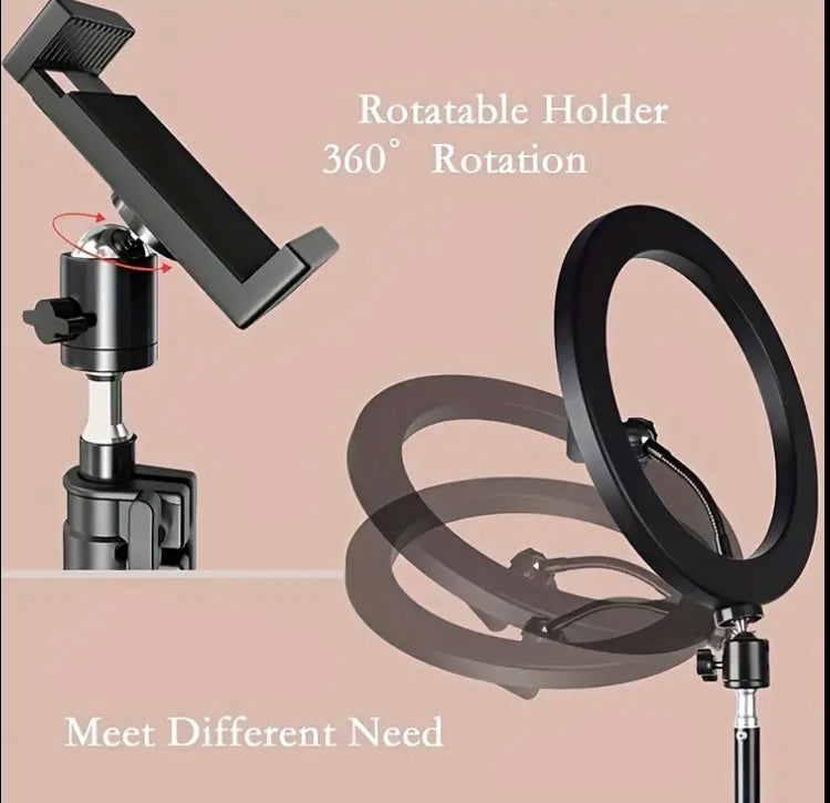 12-Inch Selfie Ring Light with Tripod Stand and Flexible Phone Holder, Adjustable LED Fill Light, USB Powered, ≤36V Operating Voltage, No Battery Required, Ideal for Photography