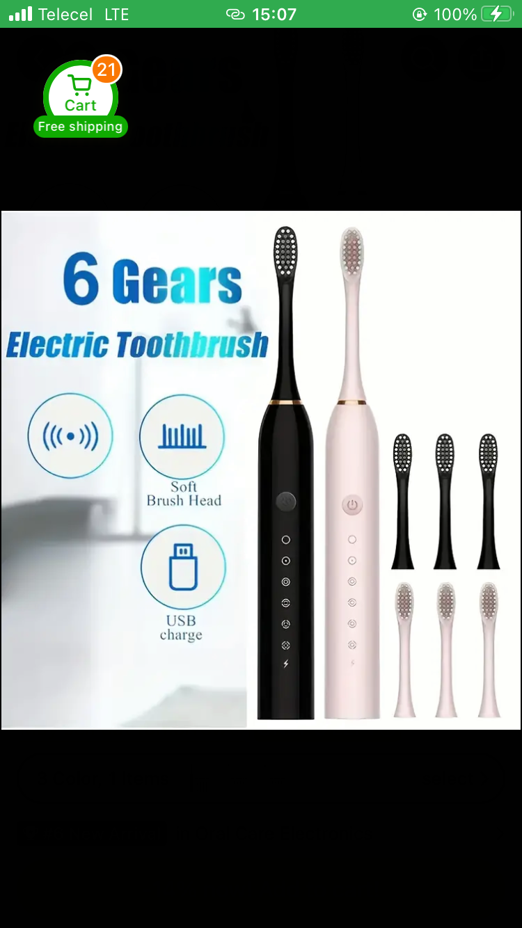 4-Pack Replaceable Head Electric Toothbrush Set, USB Rechargeable with Soft Bristles, 6 Cleaning Modes, Waterproof Oral Care Brush for Men and Women