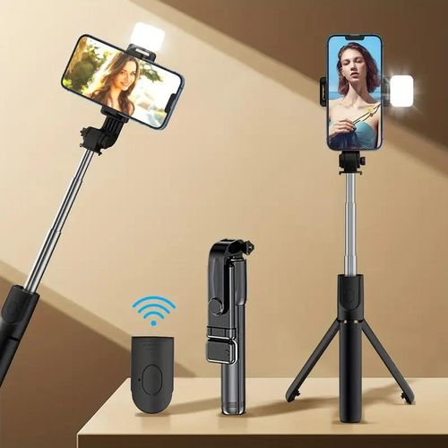 Bluetooth Selfie Stick Tripod +Fill Light & Shutter Remote