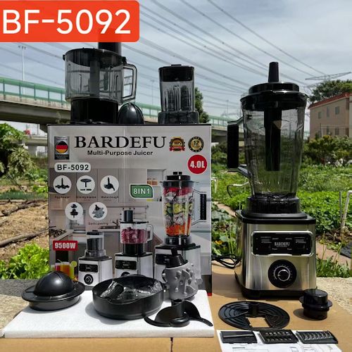 BARDEFU 8 In 1 Commercial Professional High-Power Multi-Purpose Blender - 9500W - 4.0L - Silver and Black