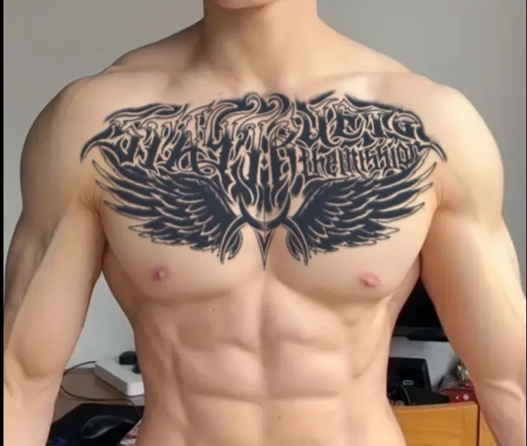 Waterproof Temporary Tattoo Stickers for Chest & Back - Realistic, Long-Lasting 1-2 Weeks, Semi-Permanent Fake Tattoos