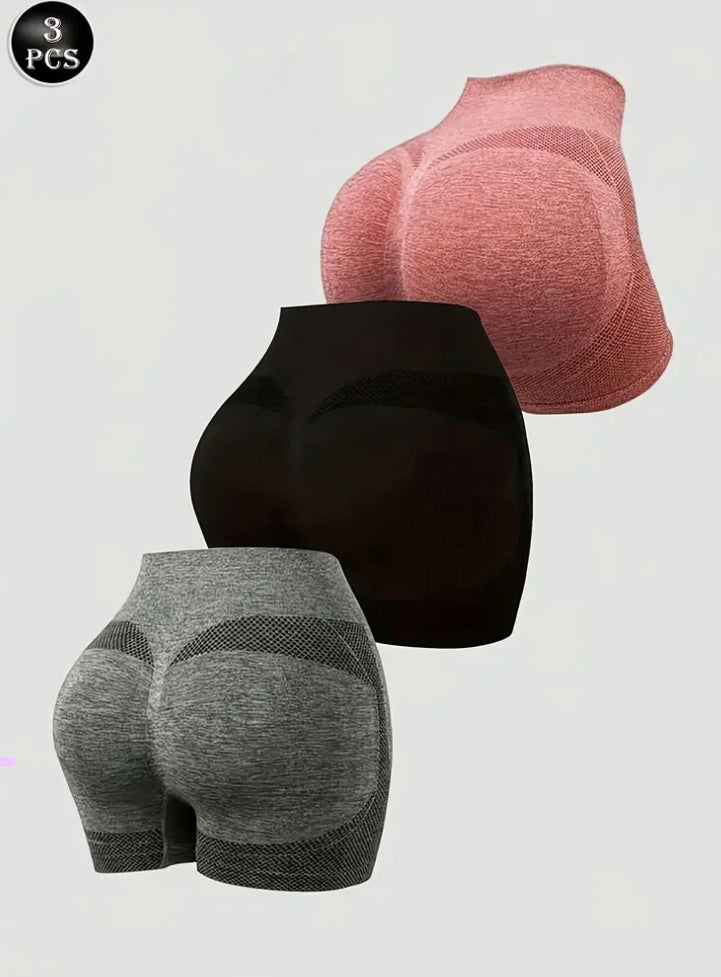 3pcs Women'S High-Waisted Yoga Shorts