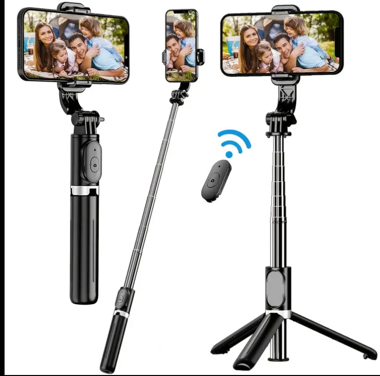 1-in-1 Wireless Smart Tripod with Wireless Remote & 40”/101cm Extended Height, Heavy-Duty Portable Folding Leg Design, 360° Pan-Tilt Head