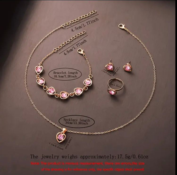 6pcs Women's & Teen Girls' Elegant Electronic Watch & Jewelry Set with Heart-Shaped Face, Interchangeable Strap