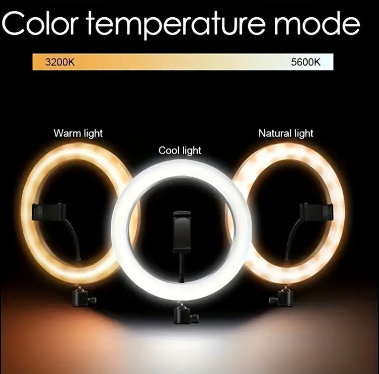 12-Inch Selfie Ring Light with Tripod Stand and Flexible Phone Holder, Adjustable LED Fill Light, USB Powered, ≤36V Operating Voltage, No Battery Required, Ideal for Photography