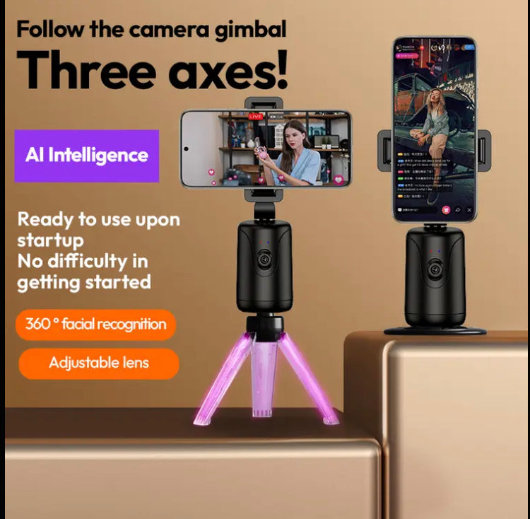 The YT20 Smart Automatic Tracking Phone Stand Features a 360-Degree Rotating Self-Timer Stand That Can Track Faces And Objects in Video Logs Or Live Streams