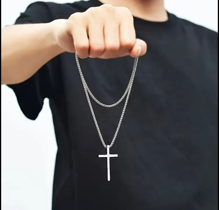 New Fashionable Couple Simple Necklace for Men and Women with Glossy Cross