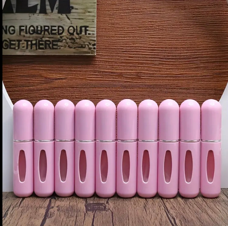 10pcs Mini Refillable Perfume Bottles - Lightweight Plastic, 0.17oz, Scentless, Portable Travel Essentials with Durable Caps | 7pcs