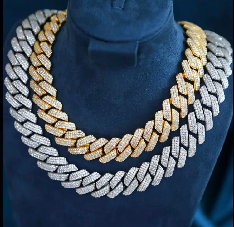 Medium Heavy 20MM 18 Inches Hip Hop Ice Men Boy Jewelry, Micro Pave CZ Silvery Single Tone Color Rock Punk Ice Out Cuban Chain Necklace