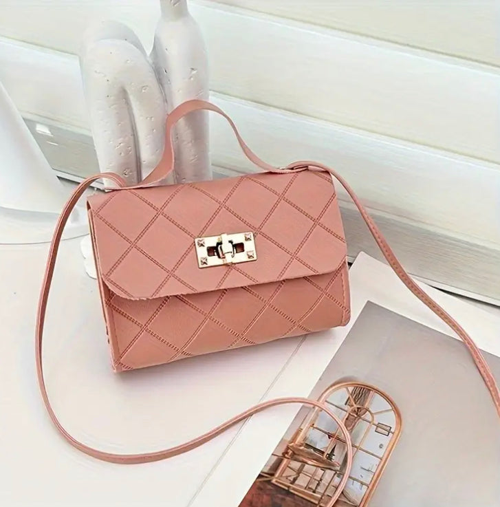 1pc Teenager'S Crossbody Bag with Rotating Lock Closure - Adjustable Strap, Compact Purse for Everyday, Parties, Travel - Available in Red, Black, Small Handbag, Teen Accessories, Designer Handbag