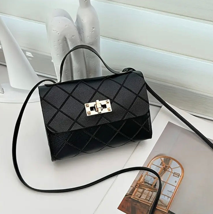 1pc Teenager'S Crossbody Bag with Rotating Lock Closure - Adjustable Strap, Compact Purse for Everyday, Parties, Travel - Available in Red, Black, Small Handbag, Teen Accessories, Designer Handbag