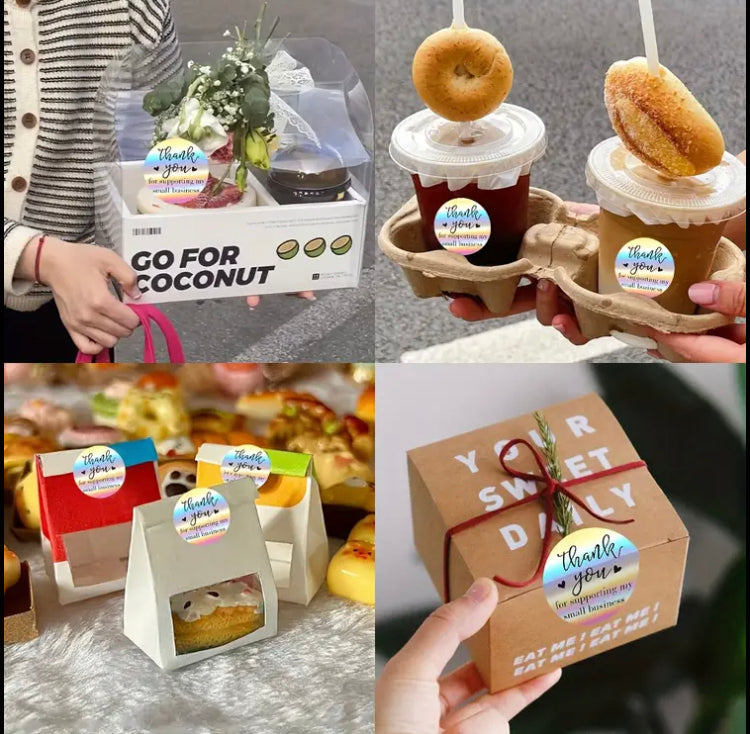 500pcs Per Roll, 2.5 Cm Roll of Rainbow Laser Thank You for Purchasing Commercial Decorative Adhesive Sticker Labels.