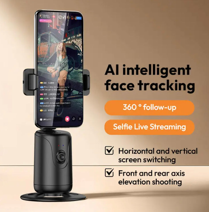 The YT20 Smart Automatic Tracking Phone Stand Features a 360-Degree Rotating Self-Timer Stand That Can Track Faces And Objects in Video Logs Or Live Streams