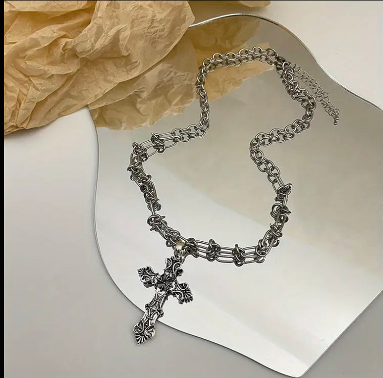 Punk Style Y2K Cross Pendant Necklace For Unisex Party Gift