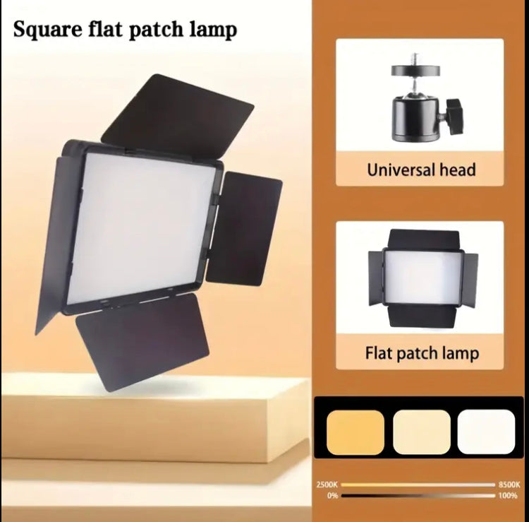 One LED Video Lighting Kit, USB Powered, 43-inch Tripod, 9-inch Square Fill Light, 3 Adjustable Colors, 4 Leaf Diffusers, Suitable for Indoor Use, No Battery Required