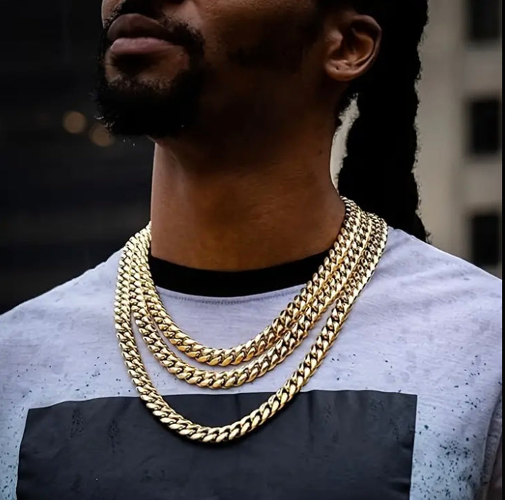 Men's 18K Golden Plated-Plated Cuban Link Chain Necklace