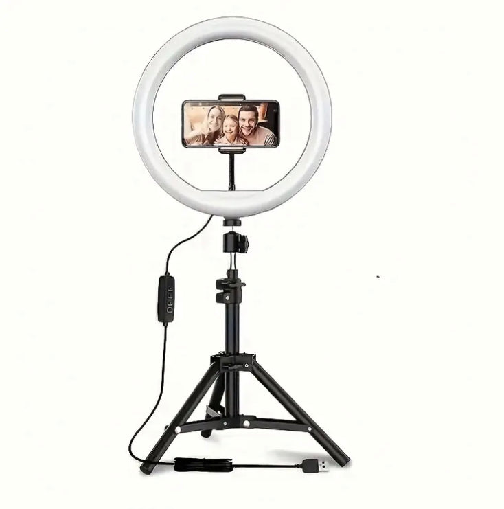 12-Inch Selfie Ring Light with Tripod Stand and Flexible Phone Holder, Adjustable LED Fill Light, USB Powered, ≤36V Operating Voltage, No Battery Required, Ideal for Photography