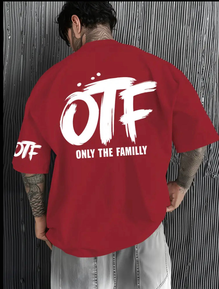 Men's OTF Family Logo T-Shirt - Oversized Black Short Sleeve with 'ONLY THE FAMILLY'