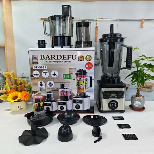 BARDEFU 8 In 1 Commercial Professional High-Power Multi-Purpose Blender - 9500W - 4.0L - Silver and Black