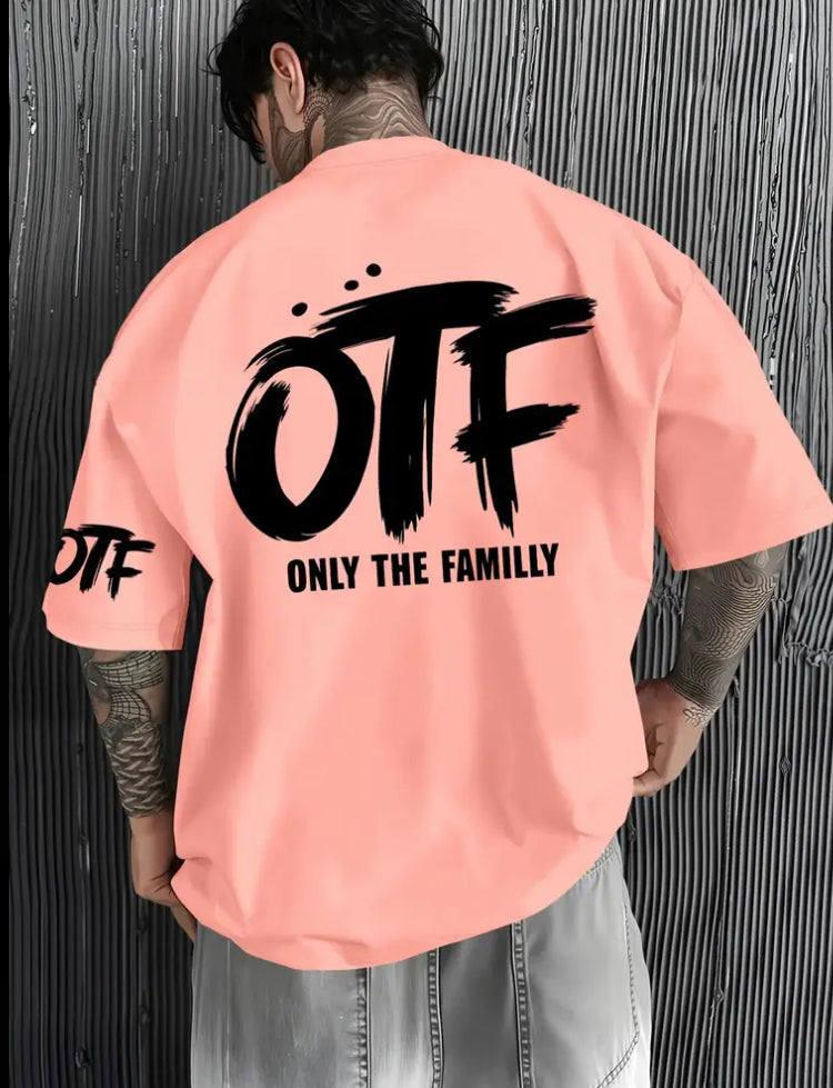 Men's OTF Family Logo T-Shirt - Oversized Black Short Sleeve with 'ONLY THE FAMILLY'