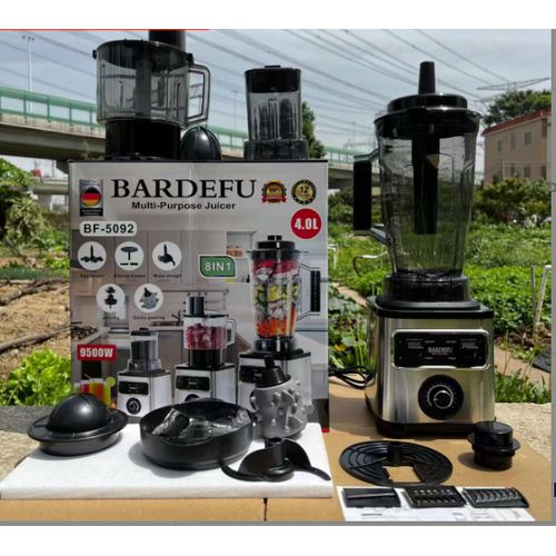 BARDEFU 8 In 1 Commercial Professional High-Power Multi-Purpose Blender - 9500W - 4.0L - Silver and Black