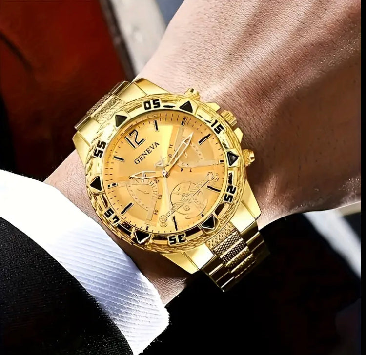 12pcs Men's Elegant Business Steel Strap Watch Exquisite Combo Set