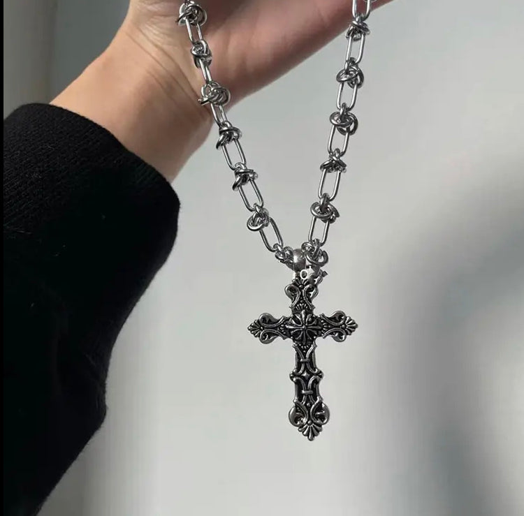 Punk Style Y2K Cross Pendant Necklace For Unisex Party Gift
