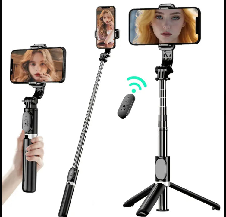 1-in-1 Wireless Smart Tripod with Wireless Remote & 40”/101cm Extended Height, Heavy-Duty Portable Folding Leg Design, 360° Pan-Tilt Head