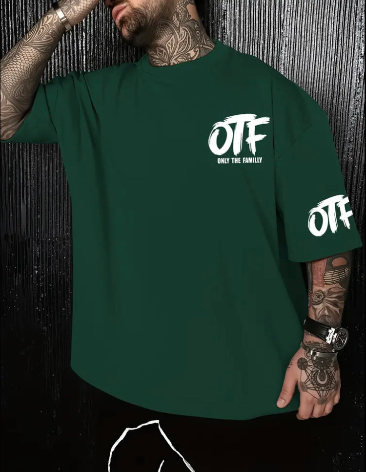 Men's OTF Family Logo T-Shirt - Oversized Black Short Sleeve with 'ONLY THE FAMILLY'