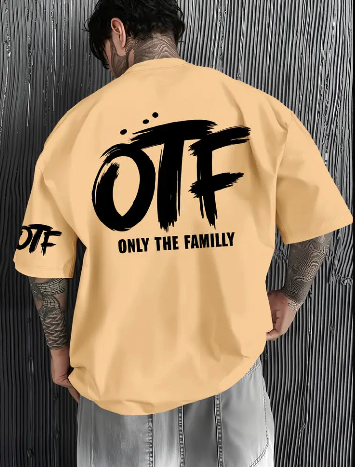 Men's OTF Family Logo T-Shirt - Oversized Black Short Sleeve with 'ONLY THE FAMILLY'