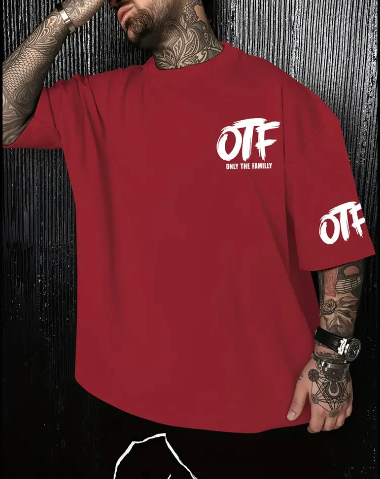 Men's OTF Family Logo T-Shirt - Oversized Black Short Sleeve with 'ONLY THE FAMILLY'