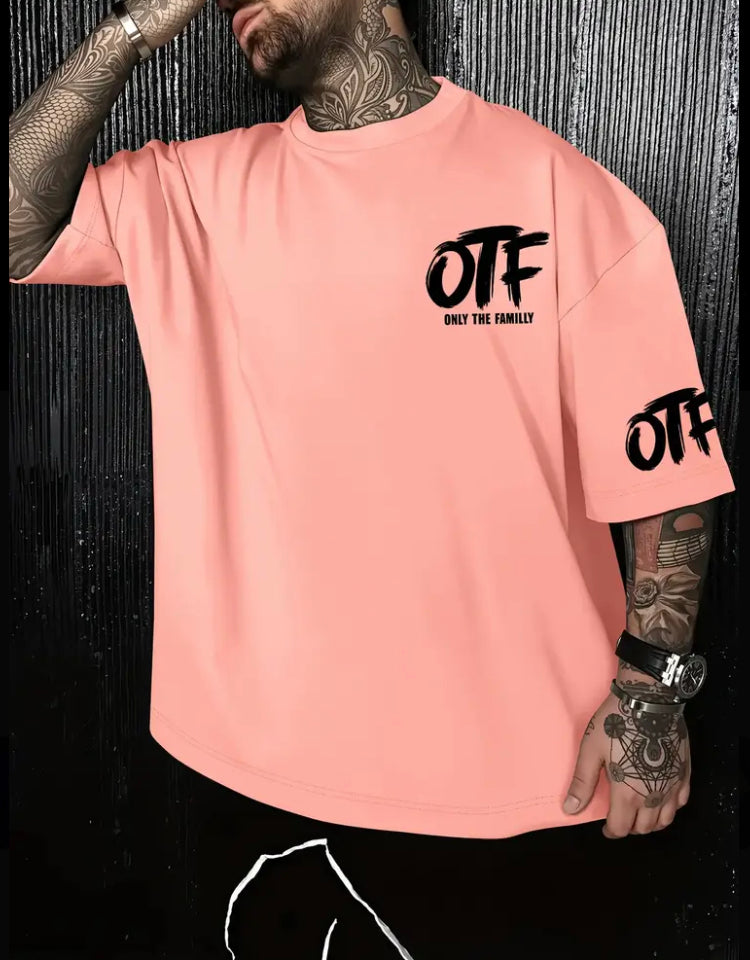 Men's OTF Family Logo T-Shirt - Oversized Black Short Sleeve with 'ONLY THE FAMILLY'