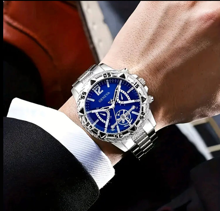 12pcs Men's Elegant Business Steel Strap Watch Exquisite Combo Set